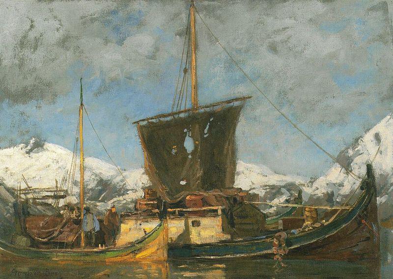 Gunnar Berg Sjekter ved Nordlandskysten Sweden oil painting art